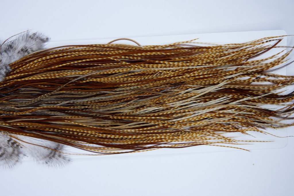1670 Whiting Dry Fly Hackle, Pro Grade Midge Saddle Dark Barred Ginger Ties Sizes 16-20