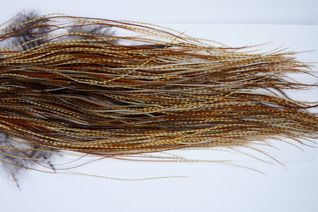 1680 Whiting Dry Fly Hackle, Pro Grade Midge Saddle Dark Barred Ginger Ties Sizes 18-20