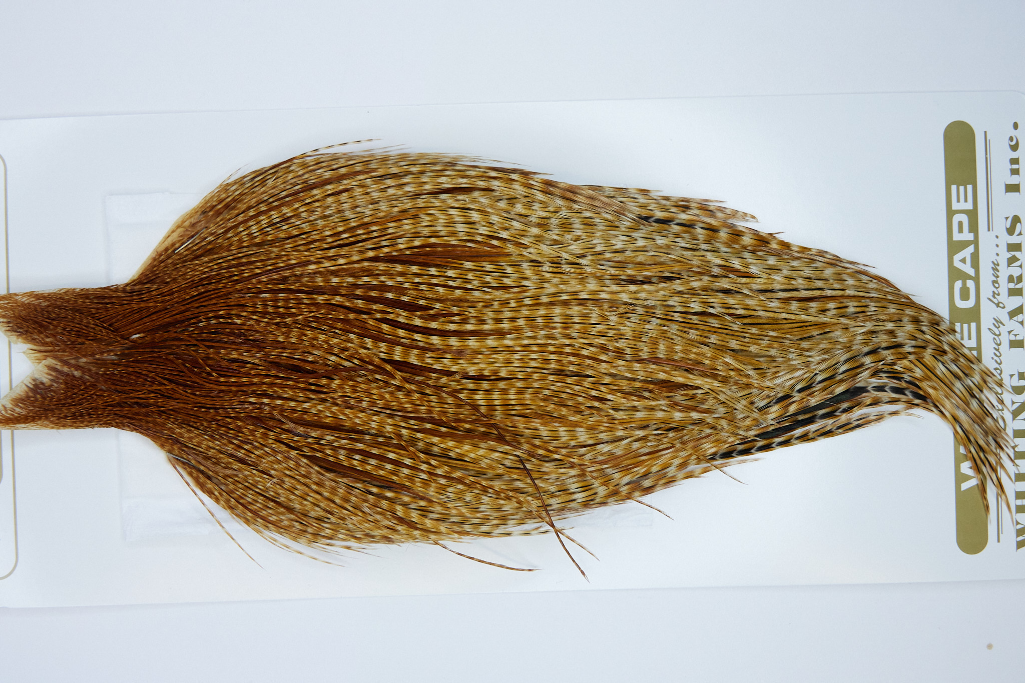 1744 Heritage Dry Fly Hackle, 2 Grade Rooster Cape Barred Ginger Ties Size 10-22