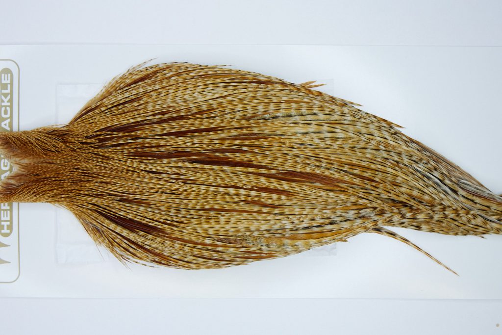 1745 Heritage Dry Fly Hackle, 2 Grade Rooster Cape Barred Ginger Ties Size 8-22