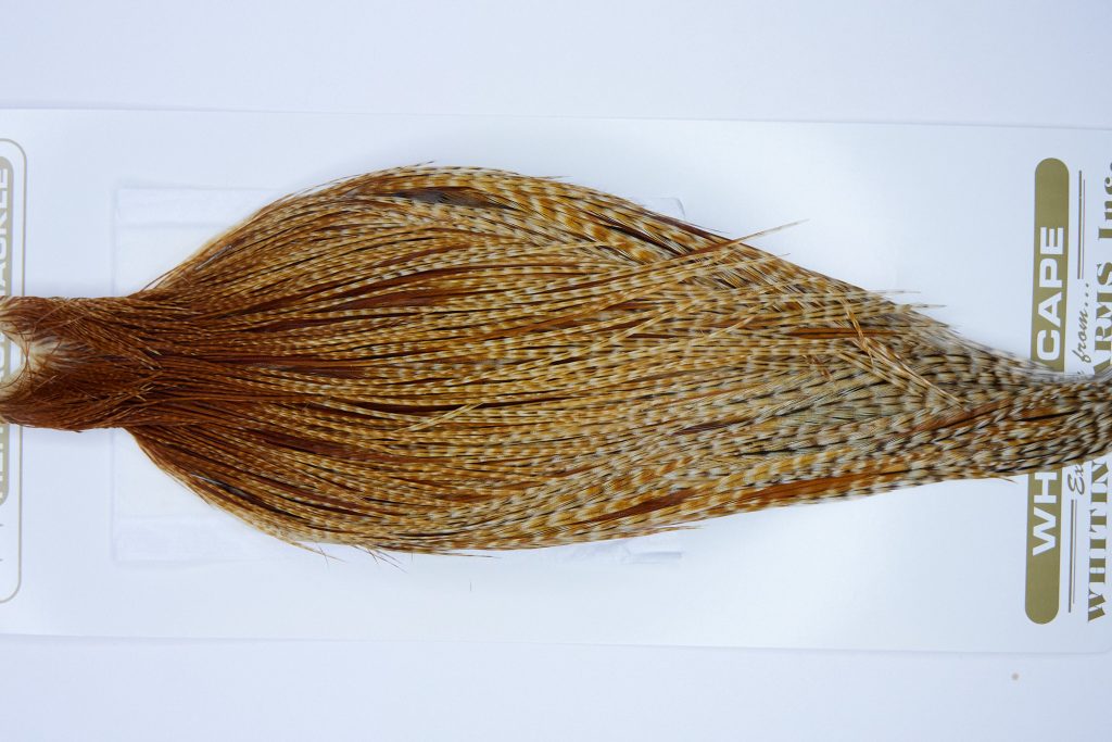 1752 Heritage Dry Fly Hackle, 2 Grade Rooster Cape Barred Ginger Ties Size 10-22