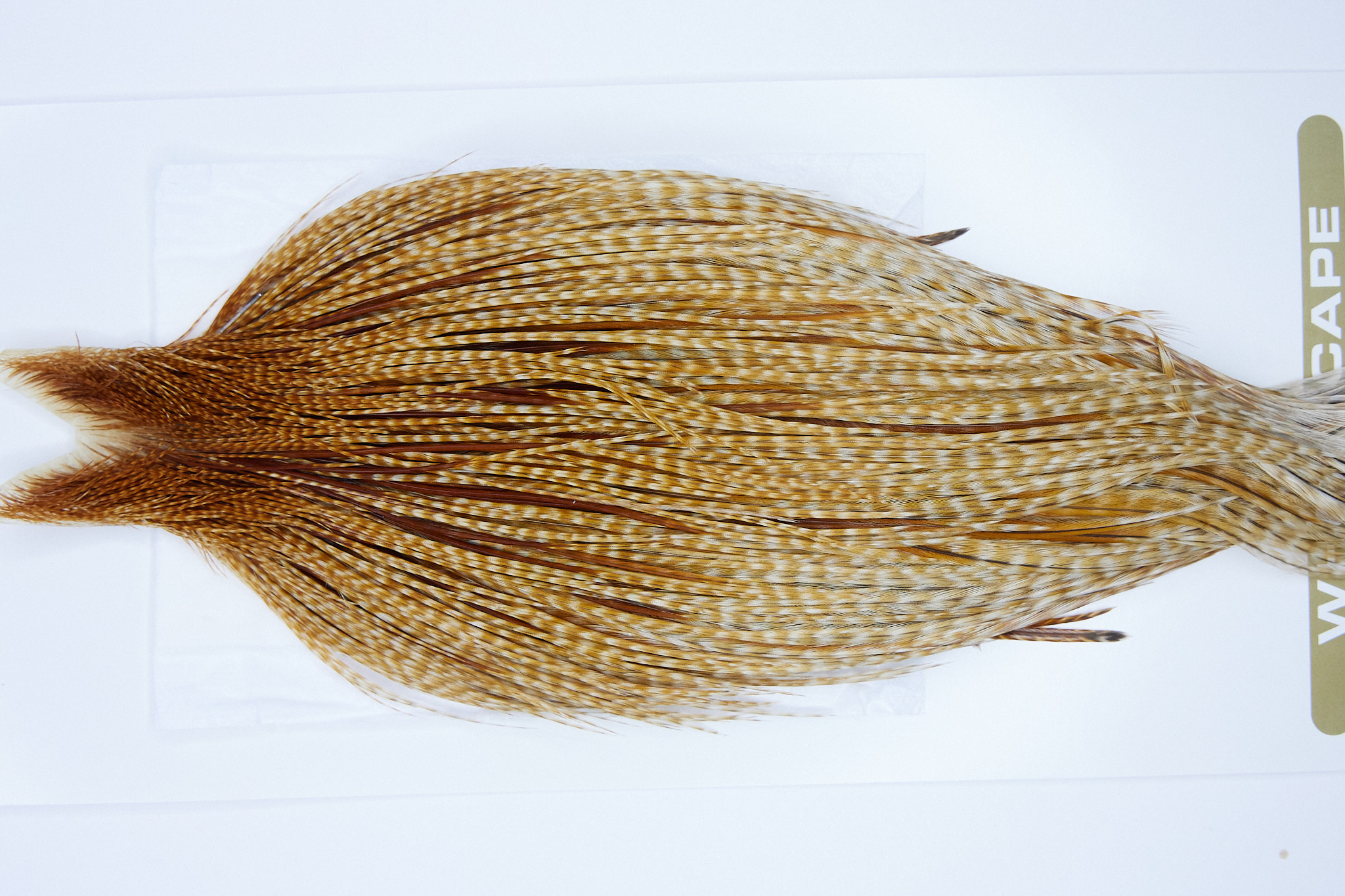 1753 Heritage Dry Fly Hackle, 2 Grade Rooster Cape Barred Ginger Ties Size 10-22