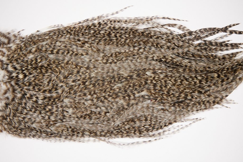 2558 Coq De Leon Dry Fly Hackle,  Gold Grade Rooster Saddle Grizzly