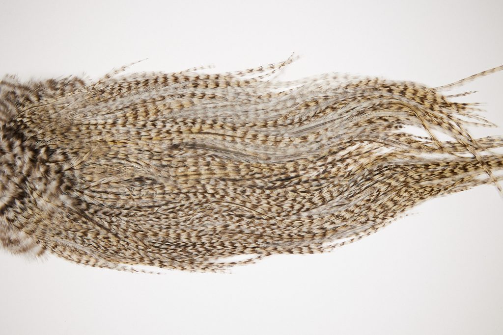 2563 Coq De Leon Dry Fly Hackle,  Gold Grade Rooster Saddle Grizzly