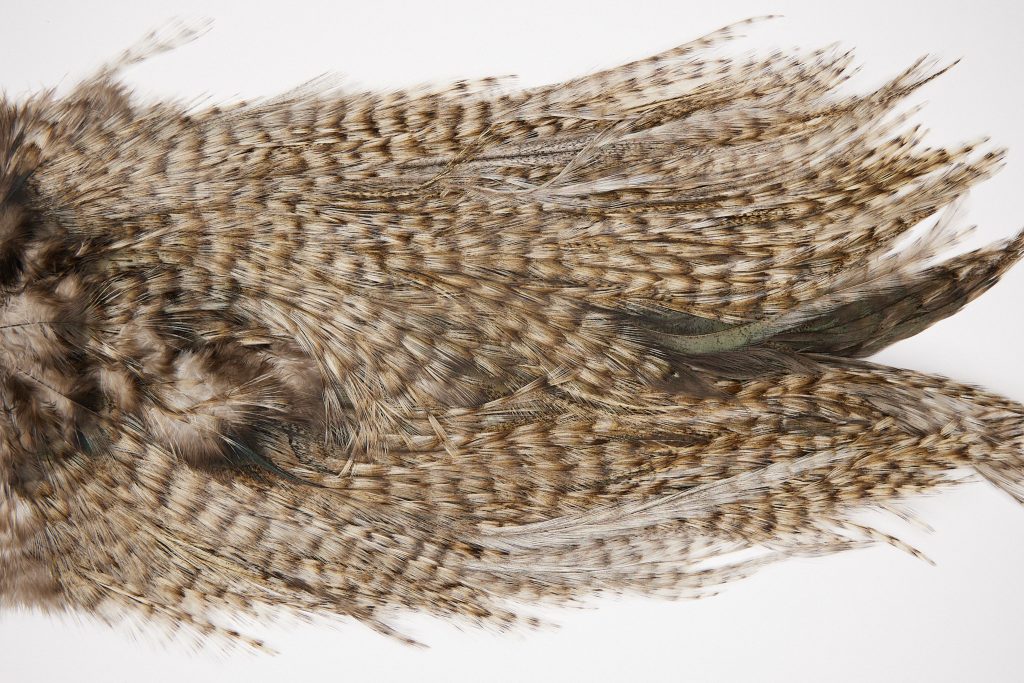 2580 Coq De Leon Dry Fly Hackle,  Silver Grade Rooster Saddle Grizzly Pardo