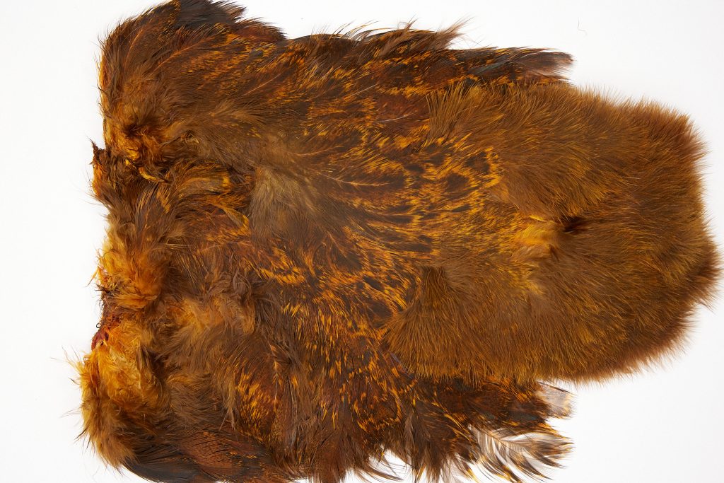 2523 Coq De Leon Dry Fly Hackle,  Chickabou Rooster Saddle Burnt Orange