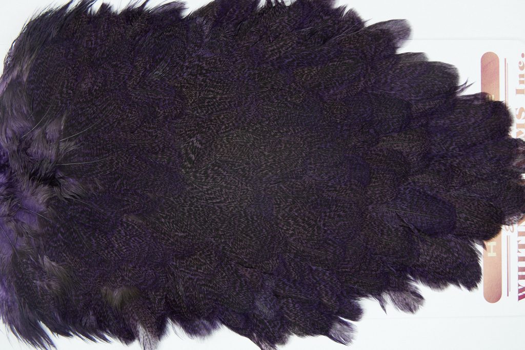 2669 Coq De Leon Hen Saddle Purple Speckled