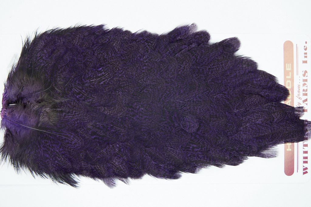 2673 Coq De Leon Hen Saddle Purple Speckled