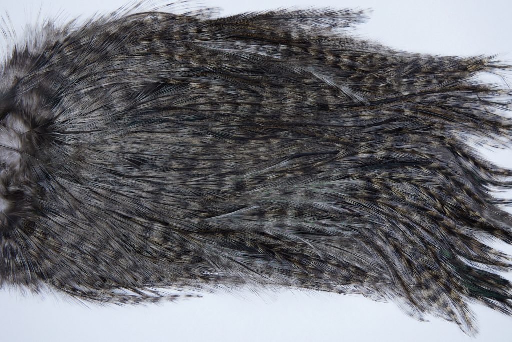 3056 Coq De Leon Dry Fly Hackle,  Bronze Grade Rooster Saddle Grizzly Variant