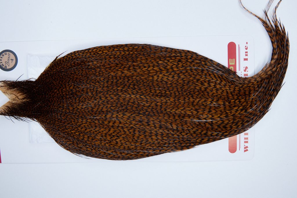 3212 Whiting Dry Fly Hackle, Bronze Grade Rooster Cape Grizzly Brown Ties Size 8-22