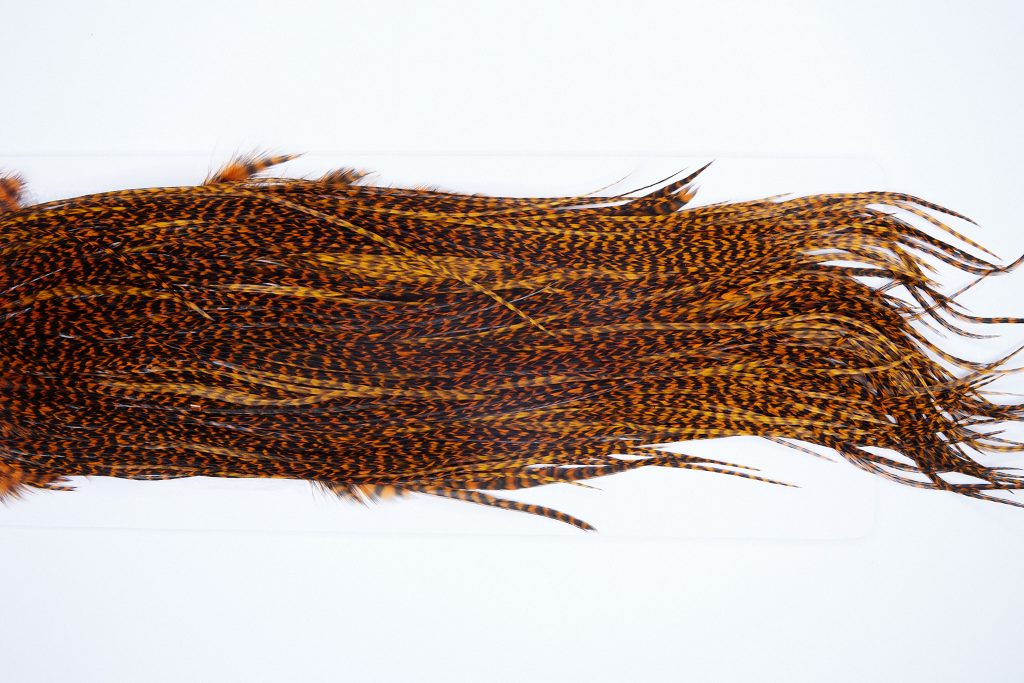 3270 Whiting Dry Fly Hackle, Bronze Grade Rooster Saddle Grizzly Burnt Orange Ties Size 12-16