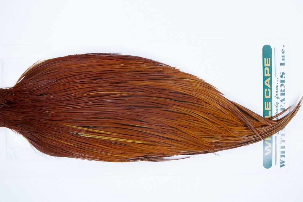 3342 Hebert Dry Fly Hackle, Pro Grade Rooster Cape Medium Brown Ties Size 8-20