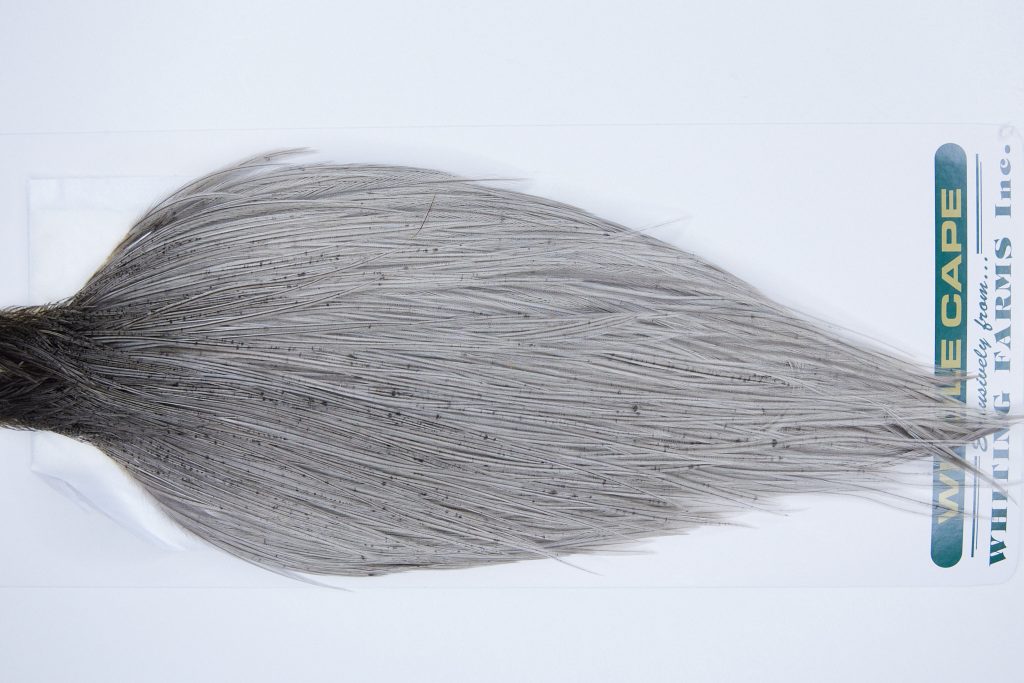 3346 Hebert Dry Fly Hackle, Pro Grade Rooster Cape Light Grey Dun Ties Size 8-18