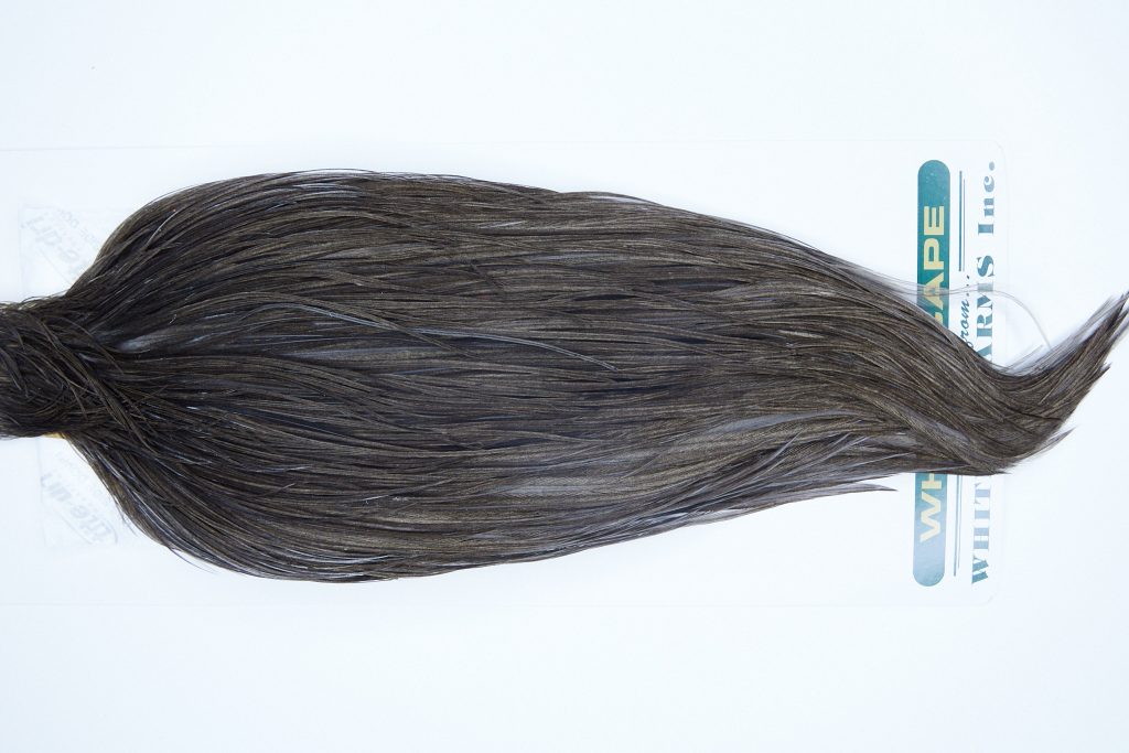 3371 Hebert Dry Fly Hackle, Bronze Grade Rooster Cape Dark Grey Dun Ties Size 10-20