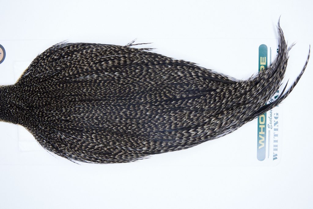 3380 Hebert Dry Fly Hackle, Bronze Grade Rooster Cape Grizzly Variant Ties Size 10-20