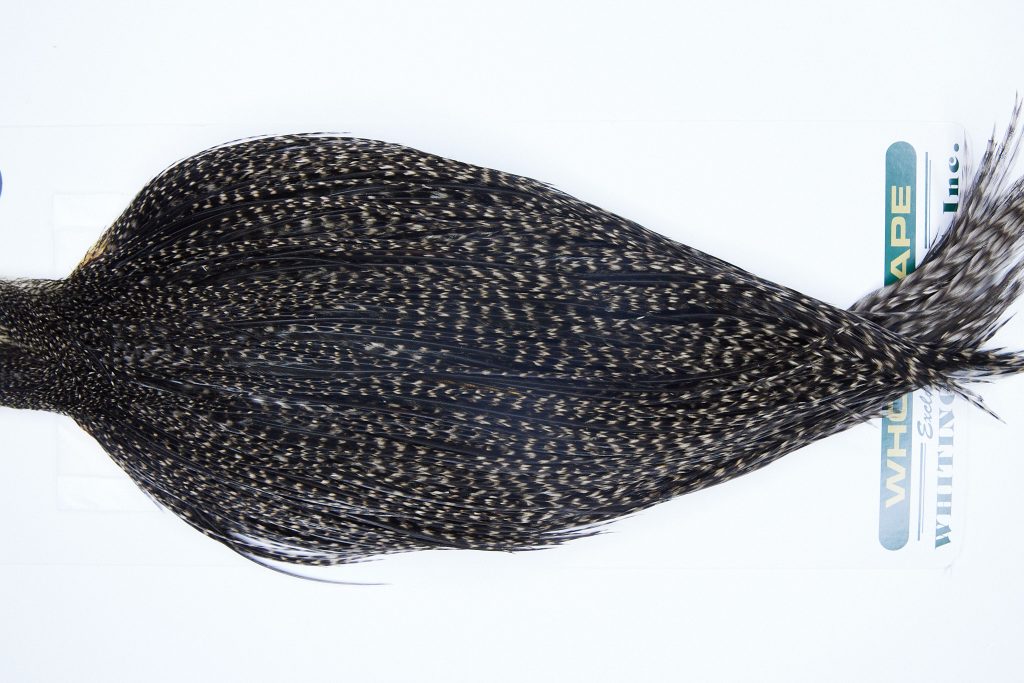 3382 Hebert Dry Fly Hackle, Bronze Grade Rooster Cape Grizzly Variant Ties Size 8-22