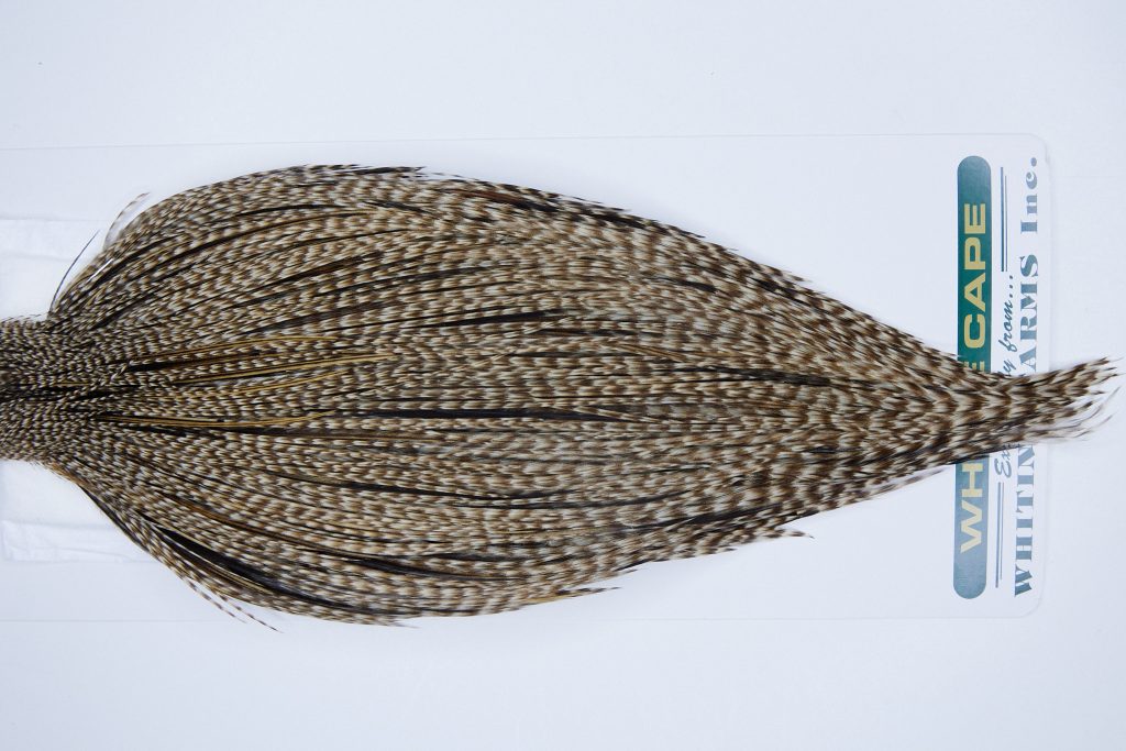 3396 Hebert Dry Fly Hackle, Bronze Grade Rooster Cape Dun Grizzly Ties Size 8-20