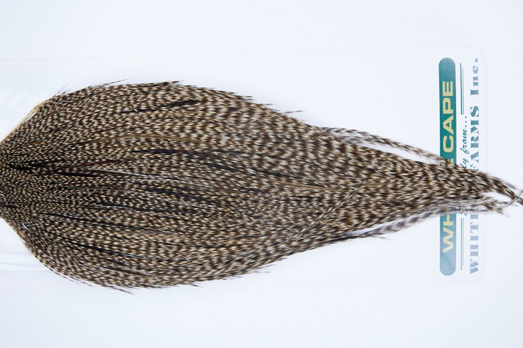 3397 Hebert Dry Fly Hackle, Bronze Grade Rooster Cape Dun Grizzly Ties Size 10-22