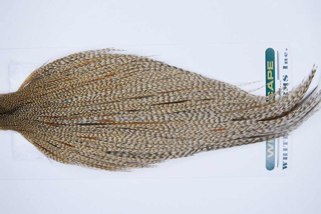 3398 Hebert Dry Fly Hackle, Bronze Grade Rooster Cape Dun Grizzly Ties Size 8-24