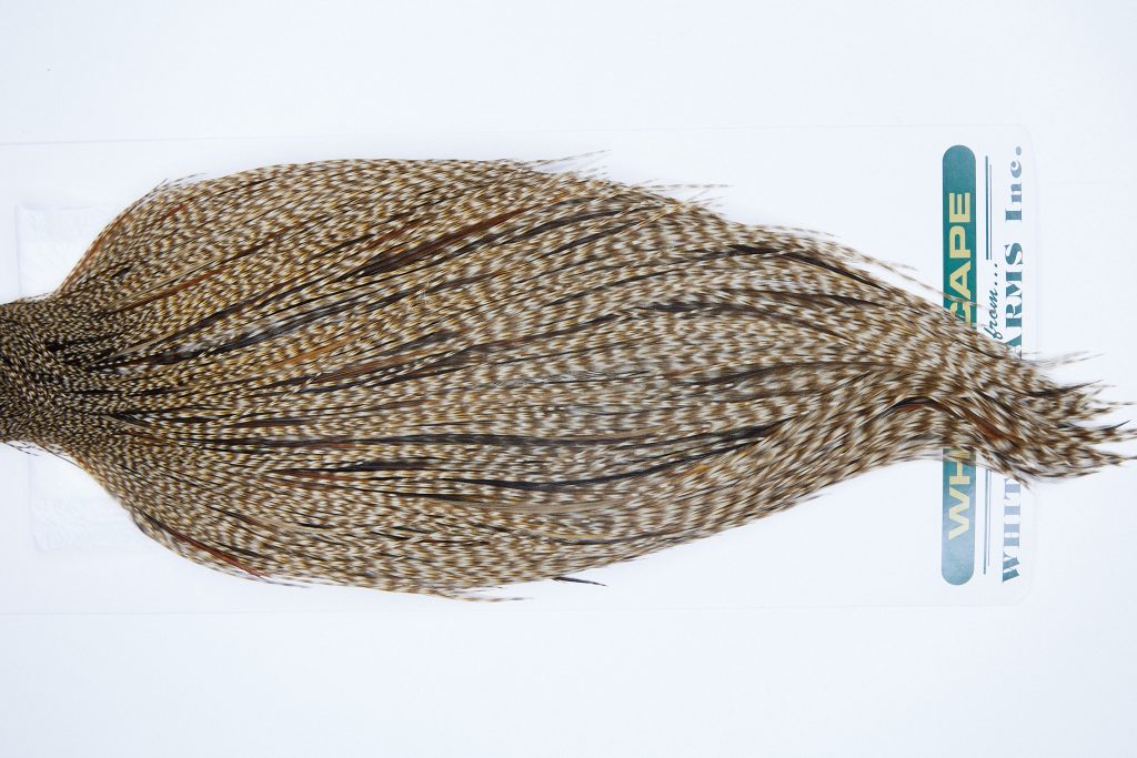 3399 Hebert Dry Fly Hackle, Bronze Grade Rooster Cape Dun Grizzly Ties Size 10-22