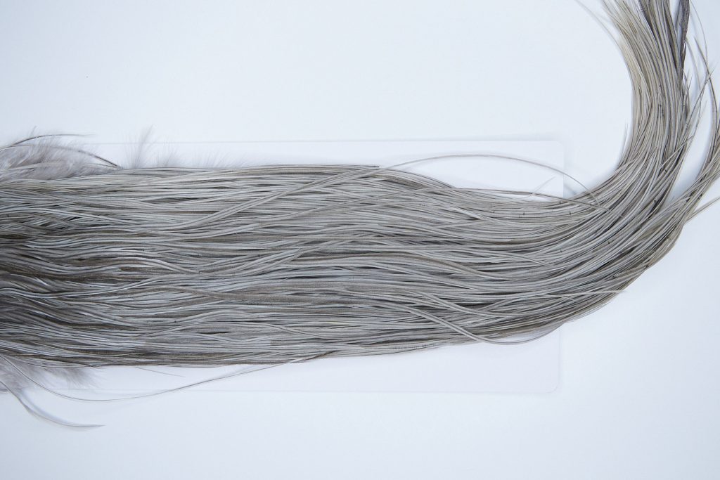 3425 Hebert Dry Fly Hackle, Bronze Grade Rooster Saddle Light Grey Dun Ties Size 12-16