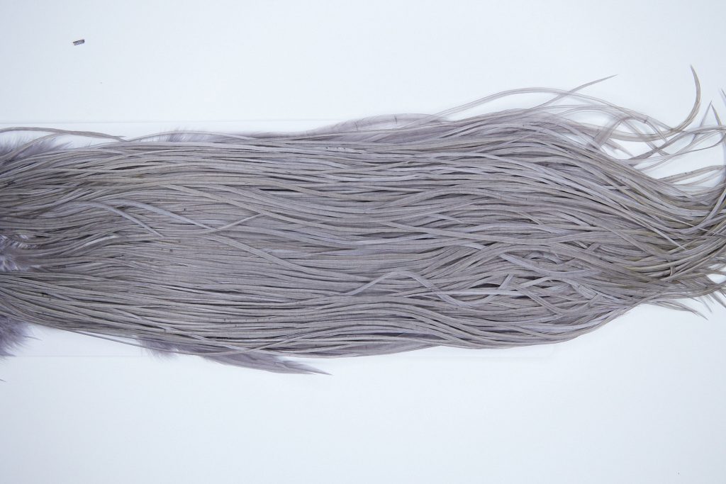 3450 Hebert Dry Fly Hackle, Gold Grade Rooster Saddle Medium Grey Dun Ties Size 14-16