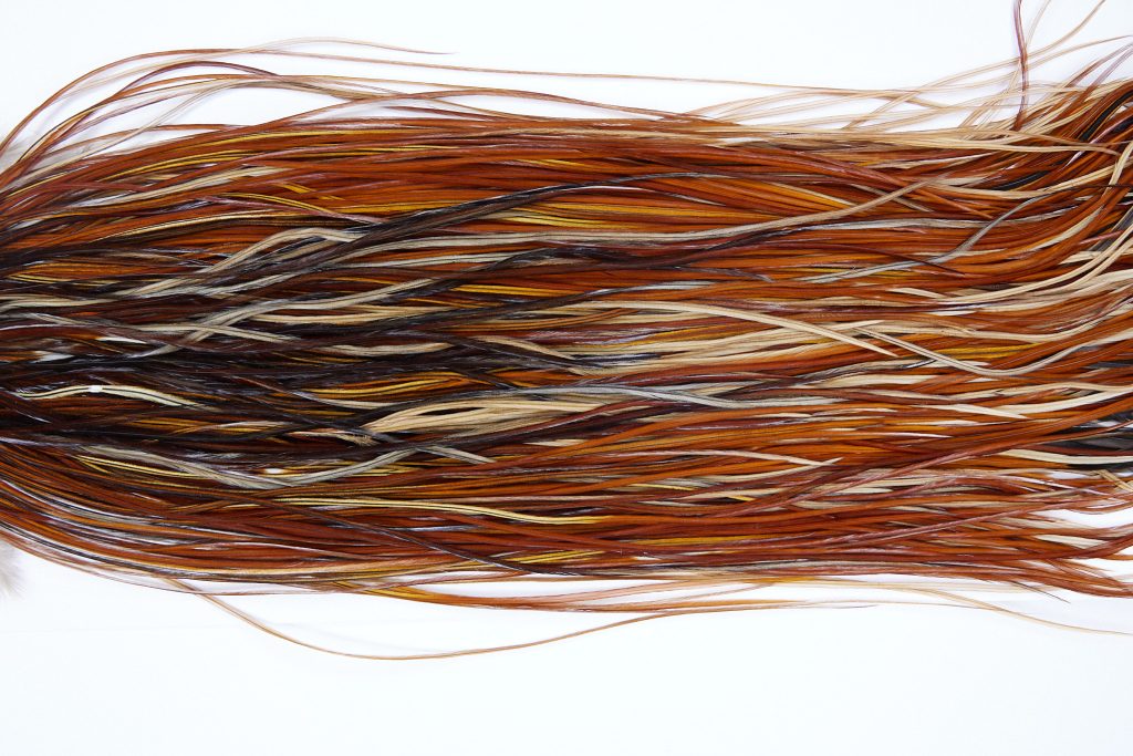 1907 Heritage Dry Fly Hackle, 2 Grade Rooster Saddle Brown Ties Size 14-16