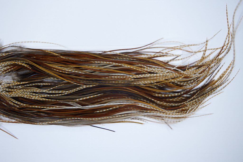 1970 Heritage Dry Fly Hackle, 2 Grade Rooster Saddle Variant Ties Size 14-16