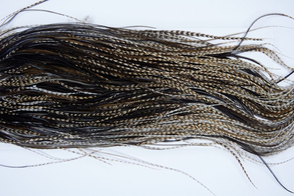 2049 Heritage Dry Fly Hackle, 3 Grade Rooster Saddle Dun Grizzly Ties Size 16-18