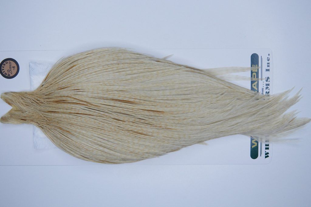 3649 Hebert Dry Fly Hackle, Bronze Grade Rooster Cape Pale Watery Dun Ties Size 10-20