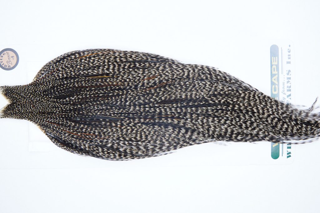 3651 Hebert Dry Fly Hackle, Bronze Grade Rooster Cape Grizzly Variant Ties Size 10-22