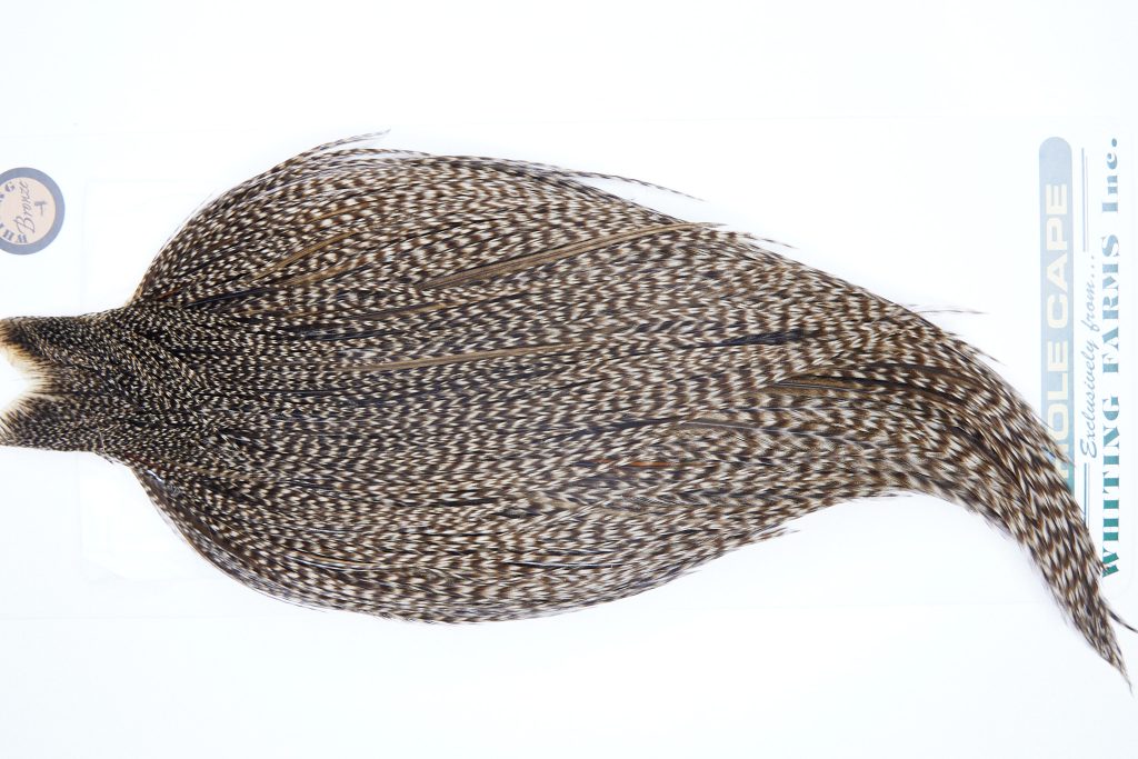 3658 Hebert Dry Fly Hackle, Bronze Grade Rooster Cape Dun Grizzly Ties Size 10-22