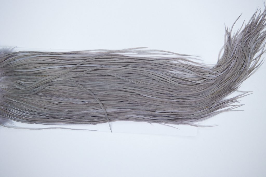 3682 Hebert Dry Fly Hackle, Gold Grade Rooster Saddle Medium Grey Dun Ties Size 14