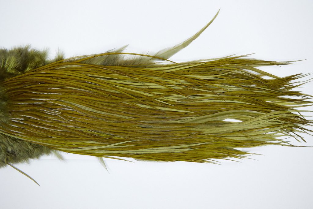 3719 Whiting Dry Fly Hackle, Bronze Grade Rooster Saddle Dark Olive Ties Size 10-14