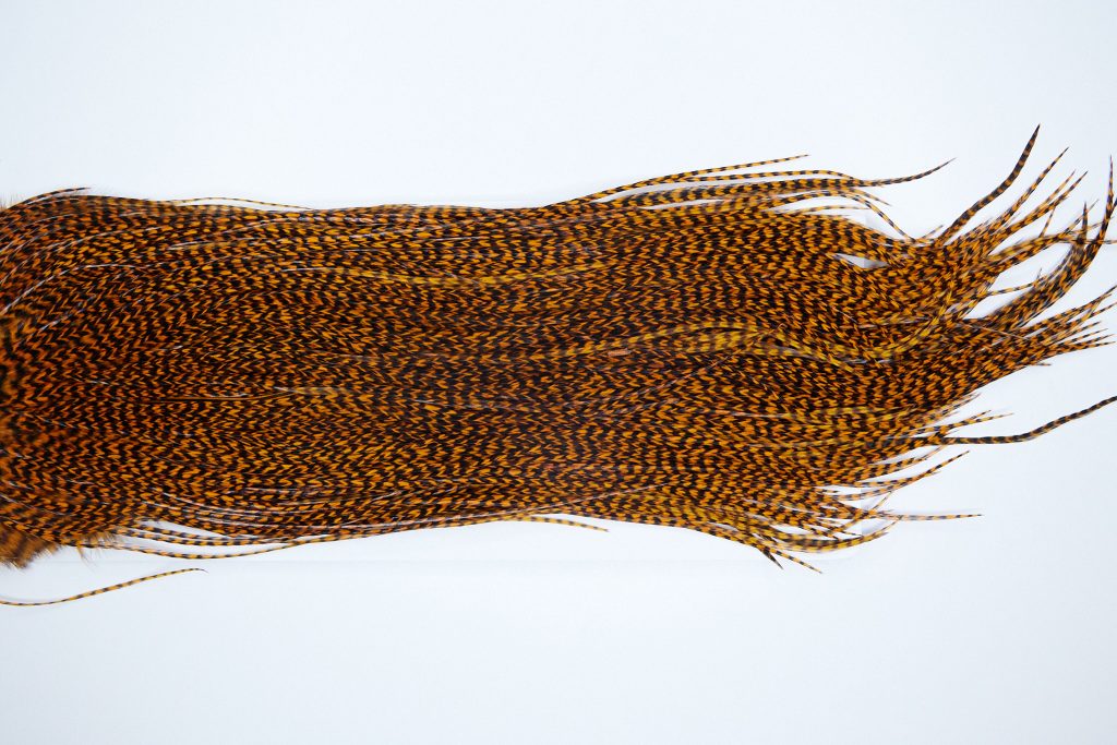 3728 Whiting Dry Fly Hackle, Bronze Grade Rooster Saddle Grizzly Burnt Orange Ties Size 14-16