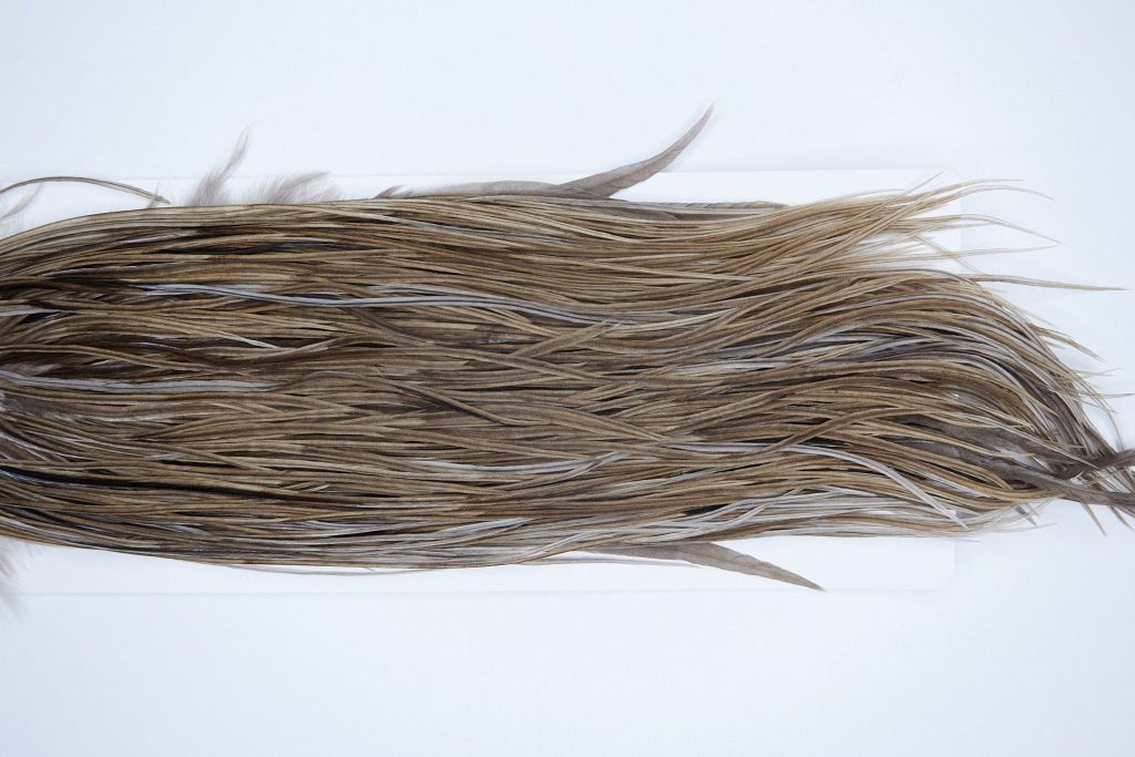 3798 Heritage Dry Fly Hackle, 3 Grade Rooster Saddle Heritage Dry Fly Hackle, Dun Ties Size 12-14