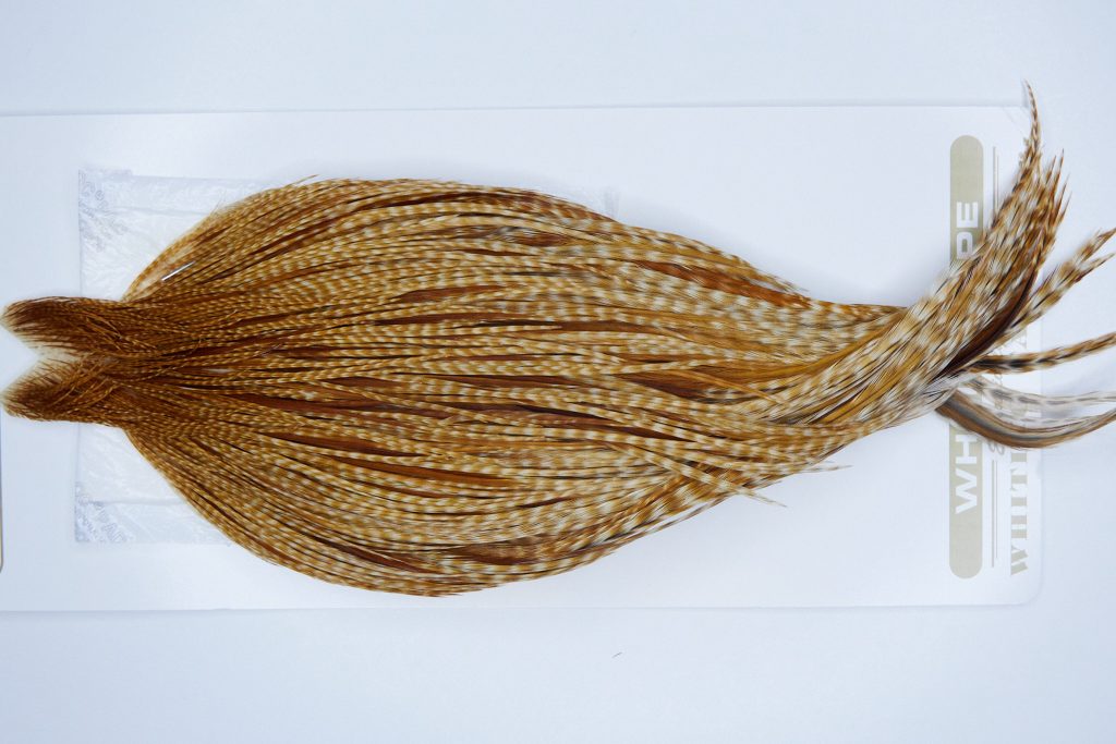 3854 Heritage Dry Fly Hackle, 1 Grade Rooster Cape Barred Ginger Ties Size 8-20