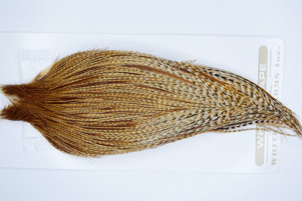 3858 Heritage Dry Fly Hackle, 1 Grade Rooster Cape Barred Ginger Ties Size 10-24