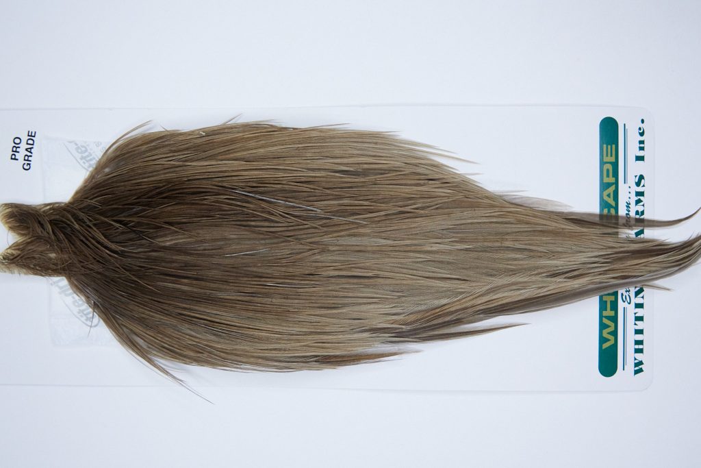 3880 Hebert Dry Fly Hackle, Pro Grade Rooster Cape Brown Grey Dun Ties Size 10-24