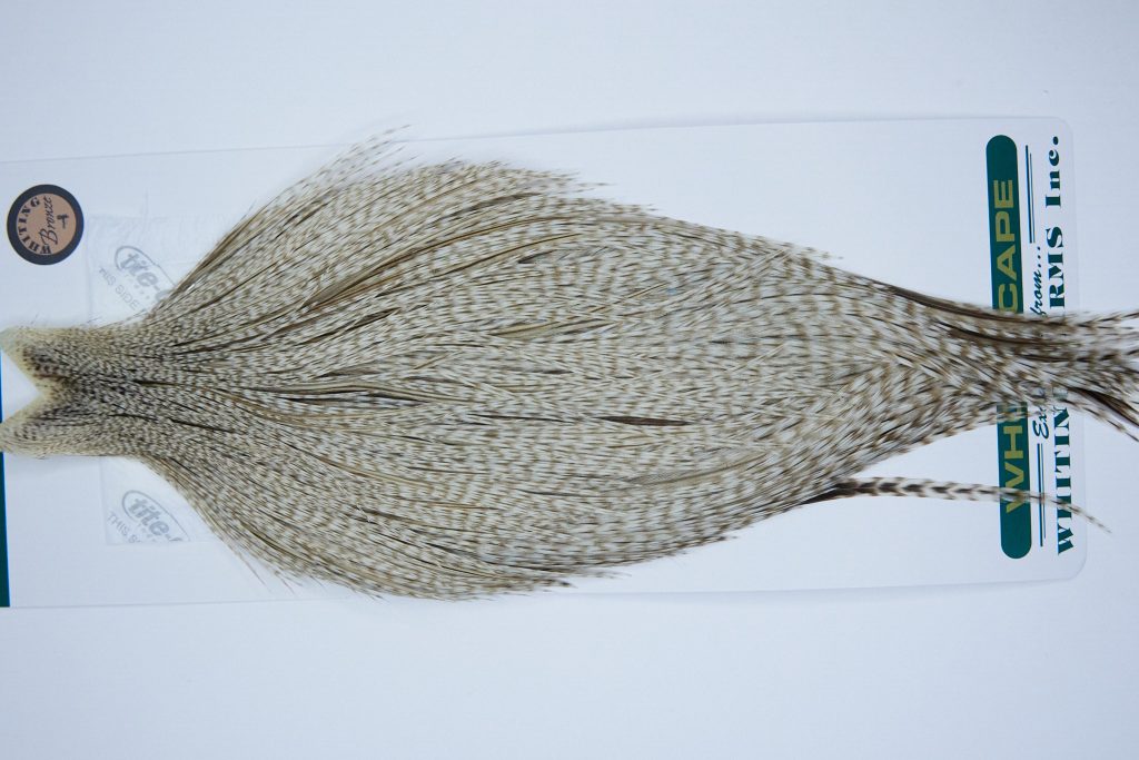 3914 Hebert Dry Fly Hackle, Bronze Grade Rooster Cape Dun Grizzly Ties Size 8-22