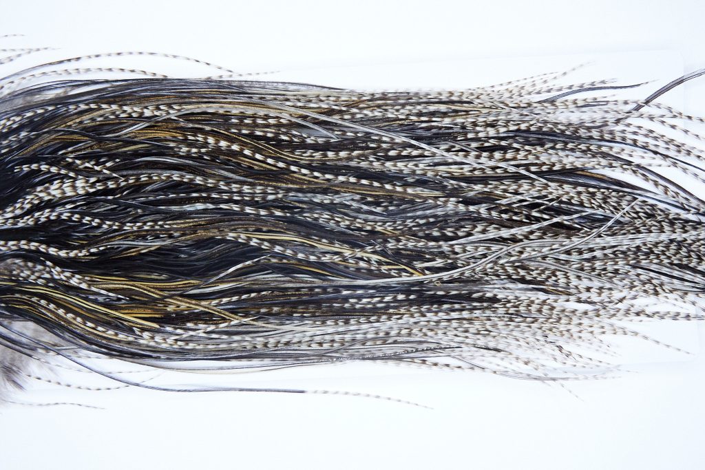 3941 Hebert Dry Fly Hackle, Pro Grade Rooster Saddle Grizzly Variant Ties Size 14-18