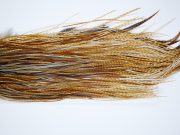 3973 Hebert Dry Fly Hackle, Bronze Grade Rooster Saddle Medium Barred Ginger Ties Size 14-16