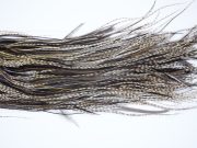 3978 Hebert Dry Fly Hackle, Bronze Grade Rooster Saddle Dun Grizzly Ties Size 12-14