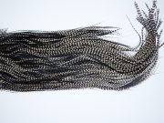 3985 Hebert Dry Fly Hackle, Bronze Grade Rooster Saddle Grizzly Variant Ties Size 14-16