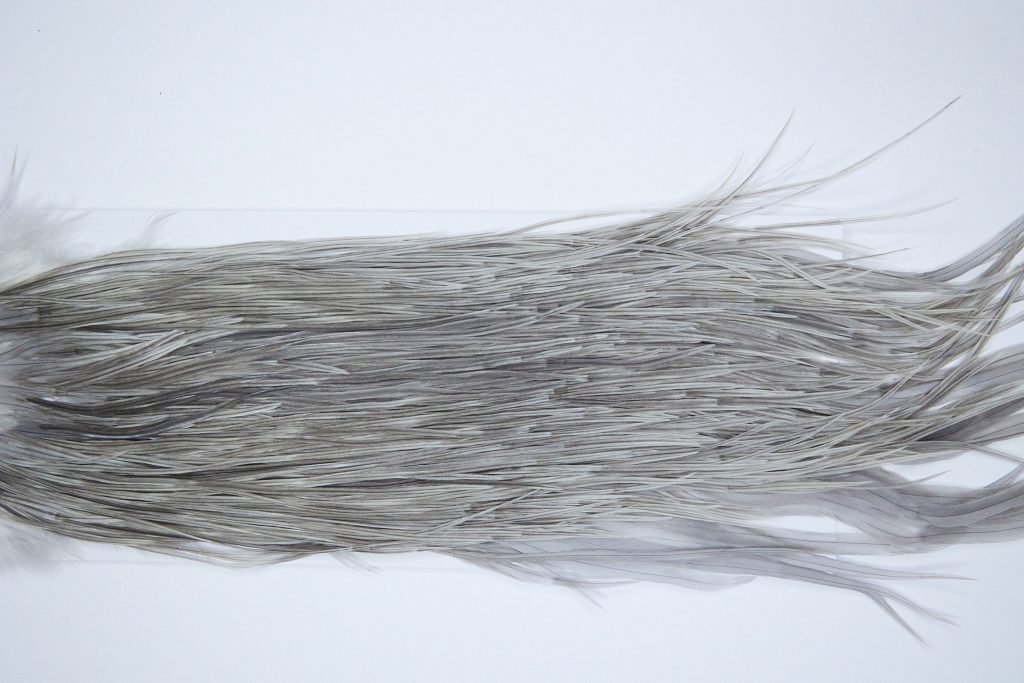 4002 Hebert Dry Fly Hackle, Bronze Grade Rooster Saddle Medium Grey Dun Ties Size 12-14