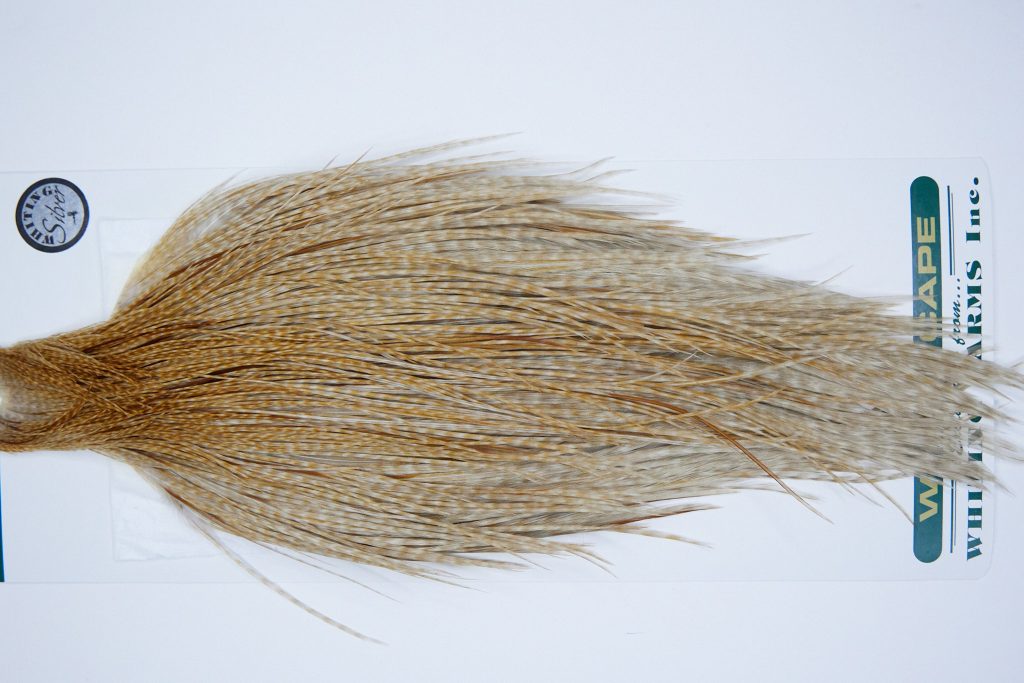 4038 Hebert Dry Fly Hackle, Silver Grade Rooster Cape Medium Barred Ginger Ties Size 8-22