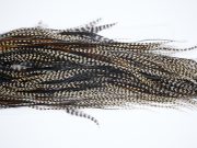 4154 Hebert Dry Fly Hackle, Bronze Grade Rooster Saddle Grizzly Variant Ties Size 12-14