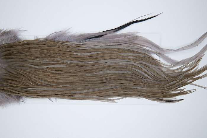 4529 Hebert Dry Fly Hackle Bronze Grade Rooster Saddle Medium Grey Dun Ties Size 10-12