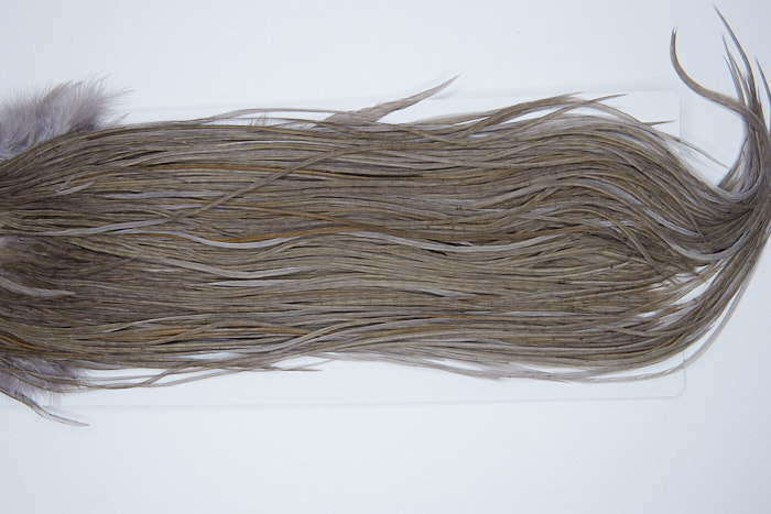 4530 Hebert Dry Fly Hackle Bronze Grade Rooster Saddle Medium Grey Dun Ties Size 12-14