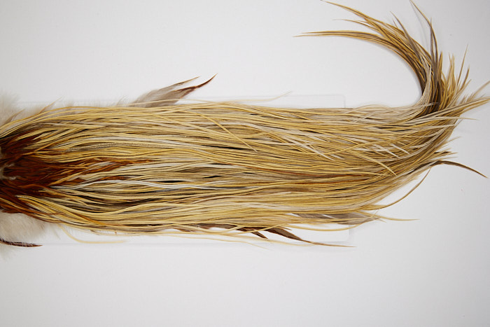 4558 Hebert Dry Fly Hackle Gold Grade Rooster Saddle Light Ginger Dun Ties Size 12-14
